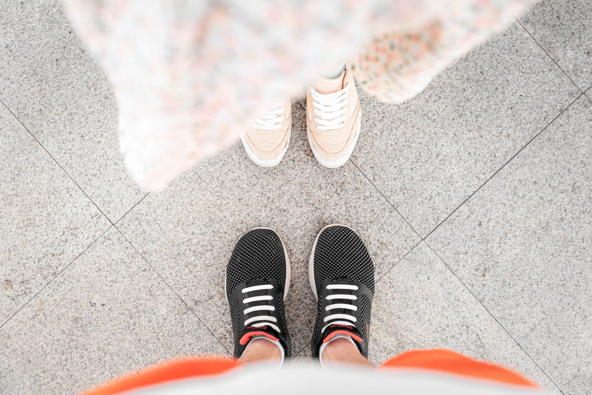 Real sport shoes photographed from above