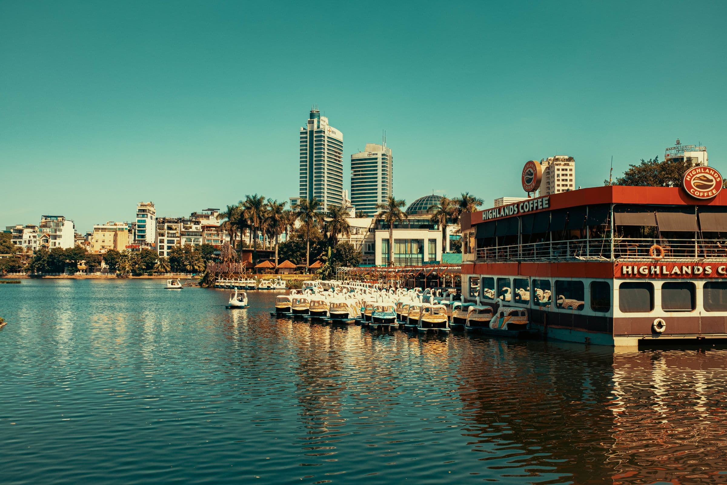 Hanoi skyline and waterfront in Vietnam
